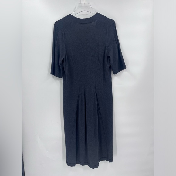 Peruvian Connection Womens L Sweater Dress dark‎ gray V-Neck Pima Cotton Midi - Picture 2 of 8